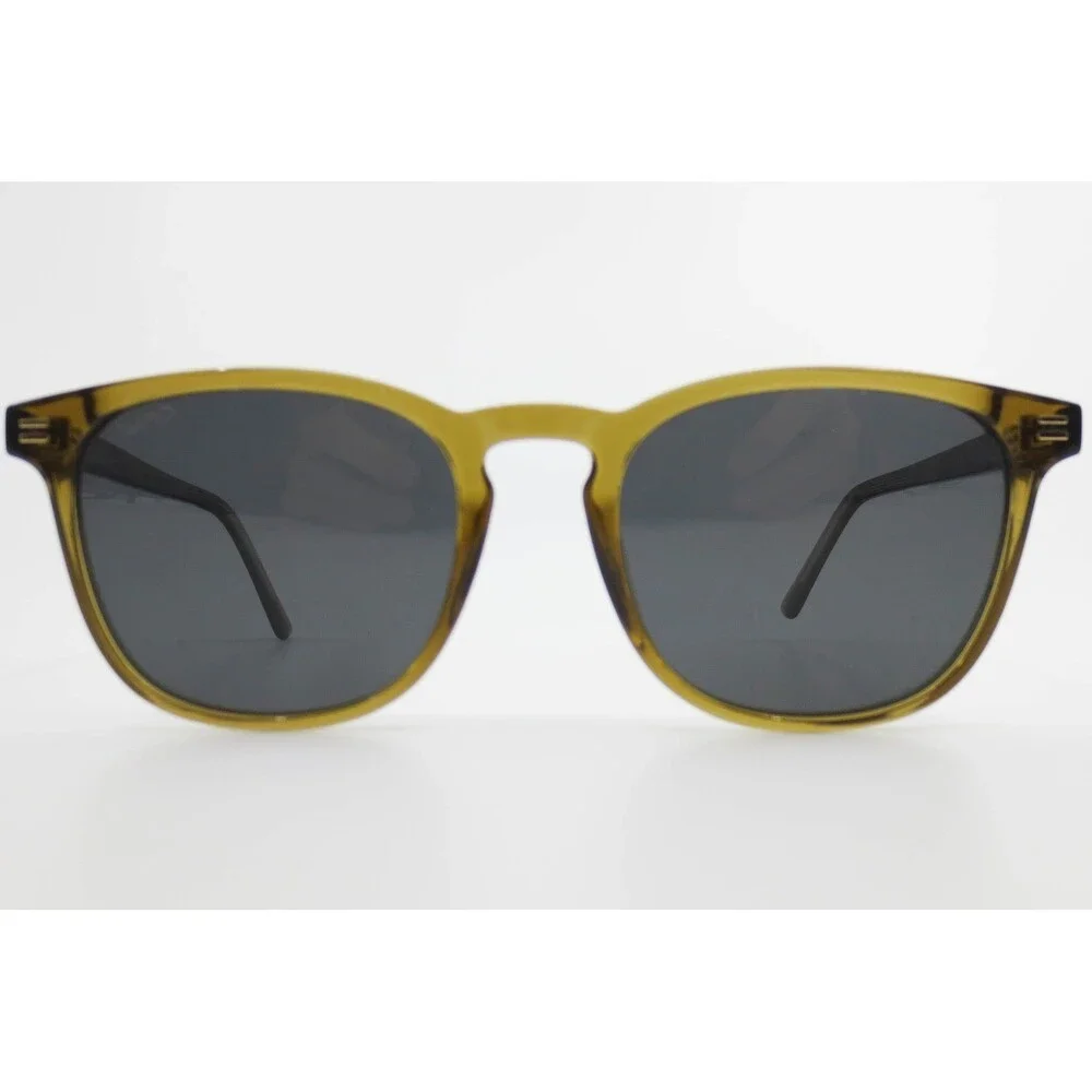 WMP Nick Sunglasses Olive Green Translucent Square Frame 51-21-150 Dark Lenses